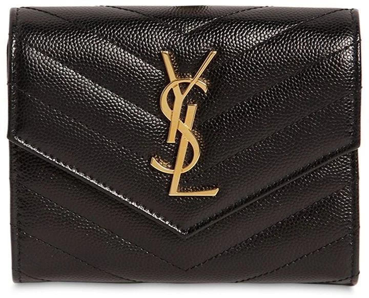 YSL Compact 3-Fold Quilted Leather Wallet