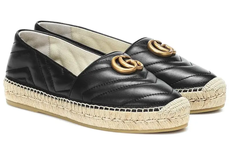 Gucci Double G Leather Espadrilles