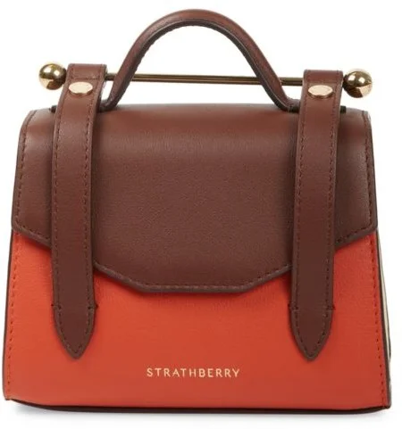 Strathberry Micro Allegro bicolor leather satchel