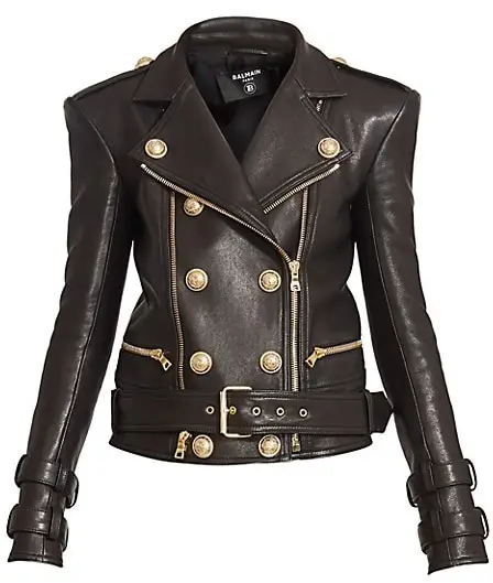 Balmain Perfecto Six Button Leather Moto Jacket
