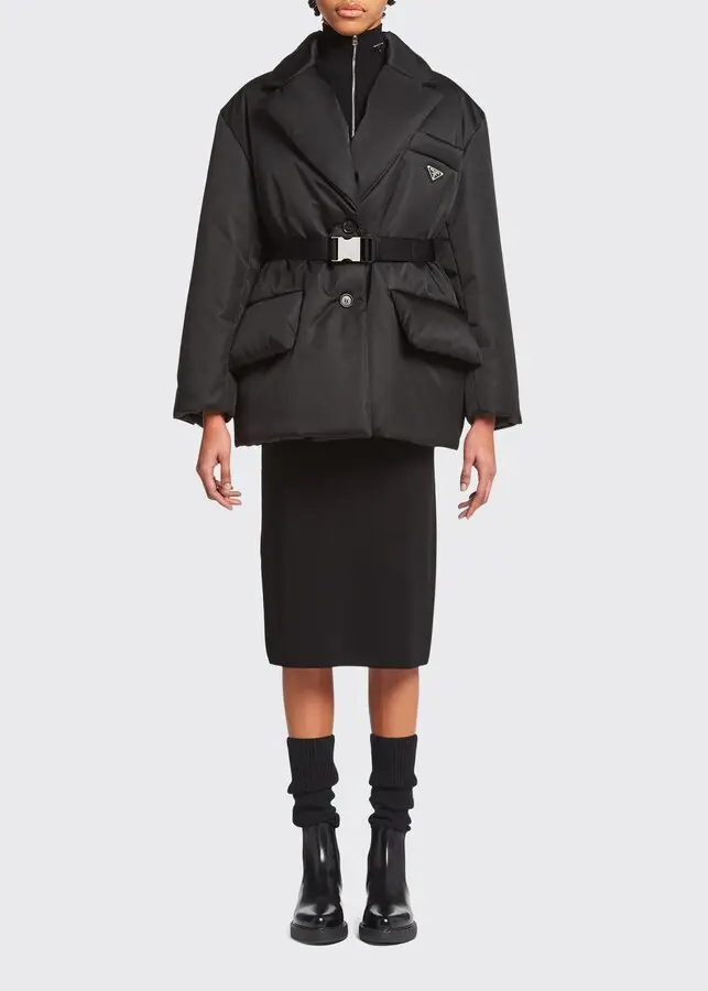 Prada Re-Nylon Belted Puffer Jacket