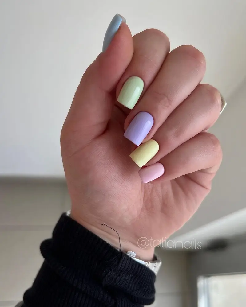 Mismatched Pastel Nails