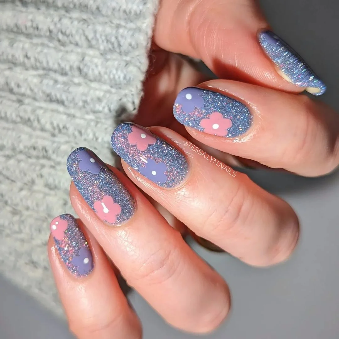 Reflective Floral Nails