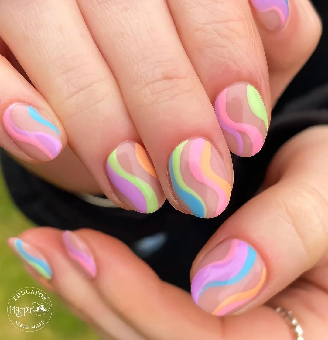 Spring Summer Swirl Nails