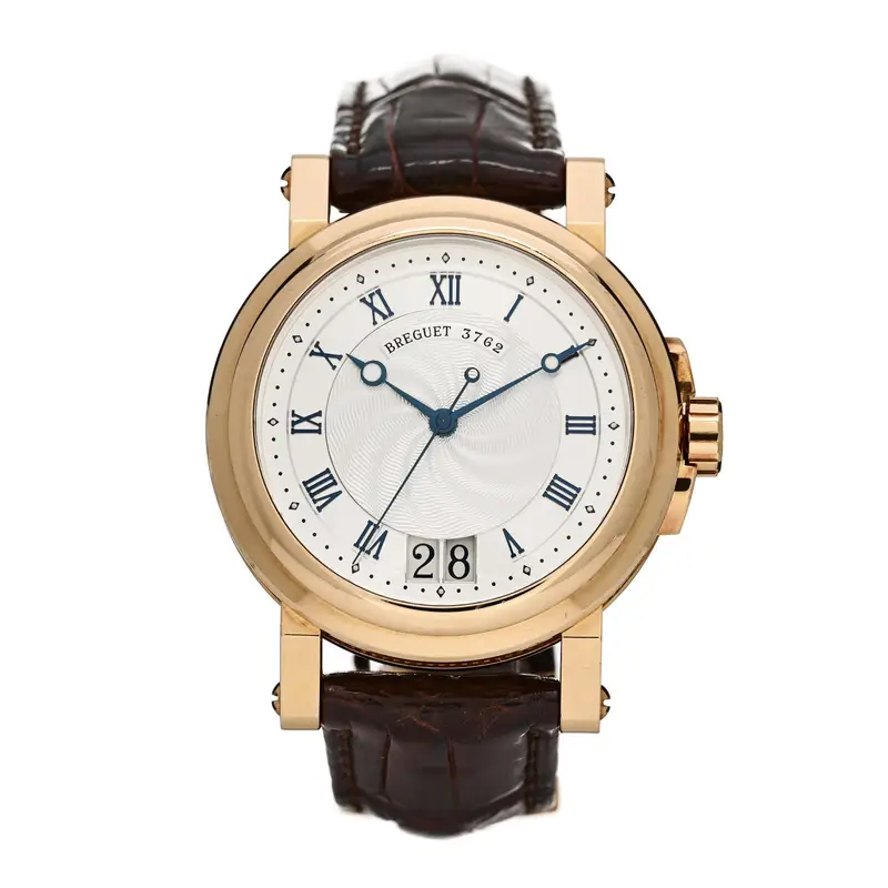 Breguet 18K Yellow Gold Alligator 39mm Marine Big Date Automatic Watch