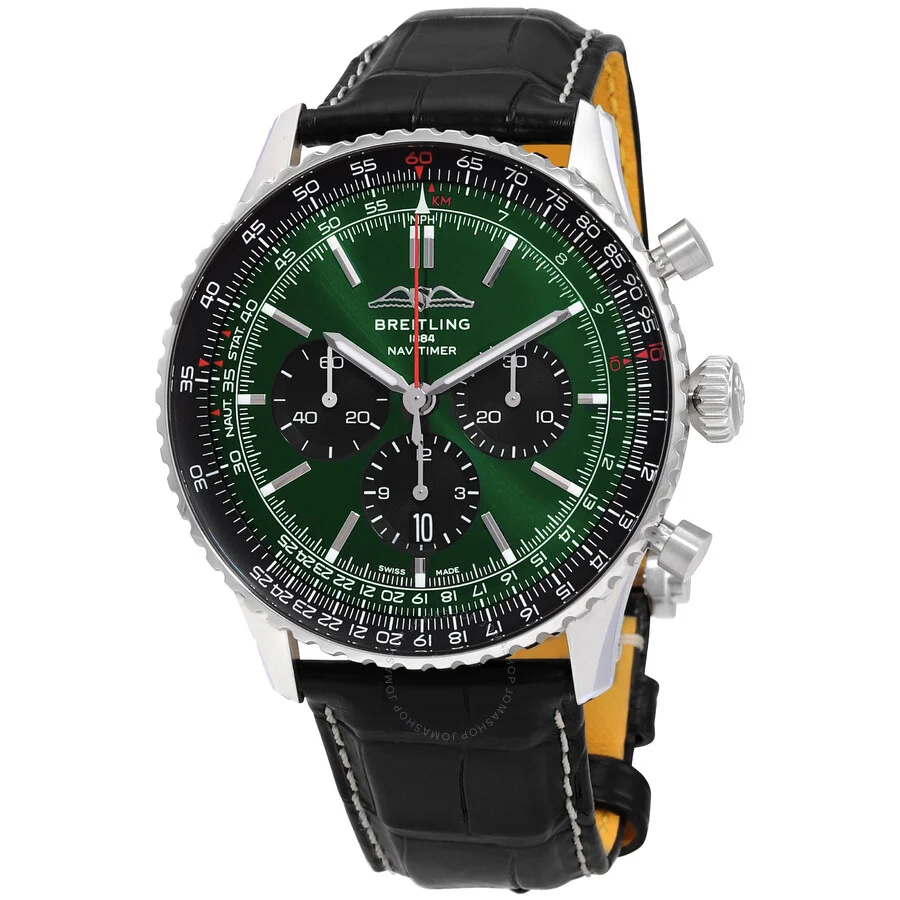 Breitling Navitimer Chronograph Automatic Chronometer Green Dial Men's Watch