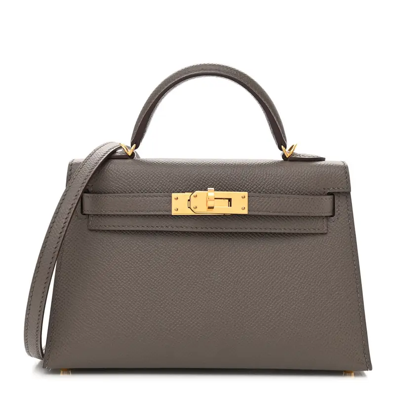 Hermes Epsom Mini Kelly Sellier 20 Etain