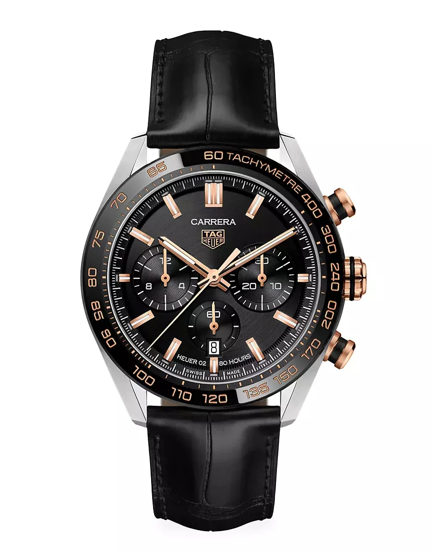 Tag Heuer Carrera 44MM Stainless Steel, Ceramic & Alligator Strap Automatic Chronograph Watch