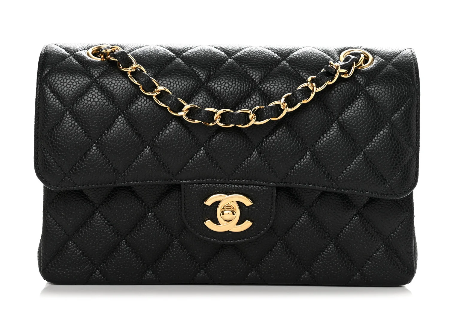 Chanel Small Classic Flap Bag in Black Caviar Leather