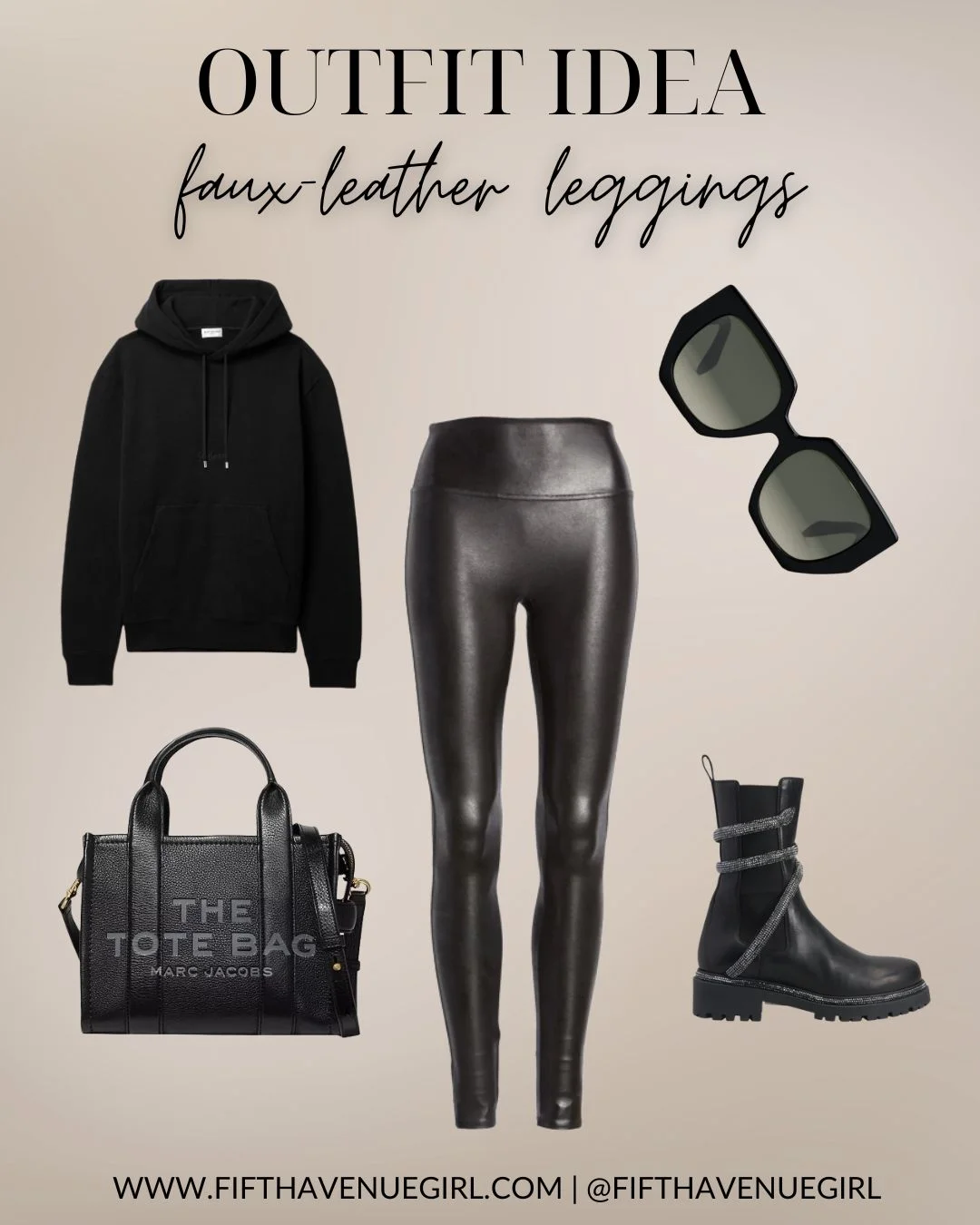 Monochrome Spanx Faux-Leather Leggings Outfit