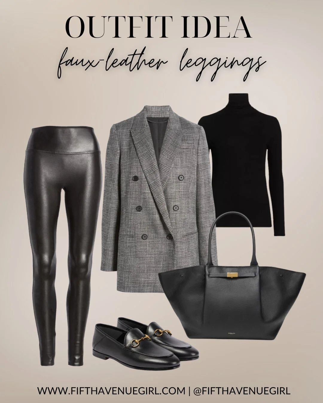 Office Appropriate Faux-Leather Leggings Outfit