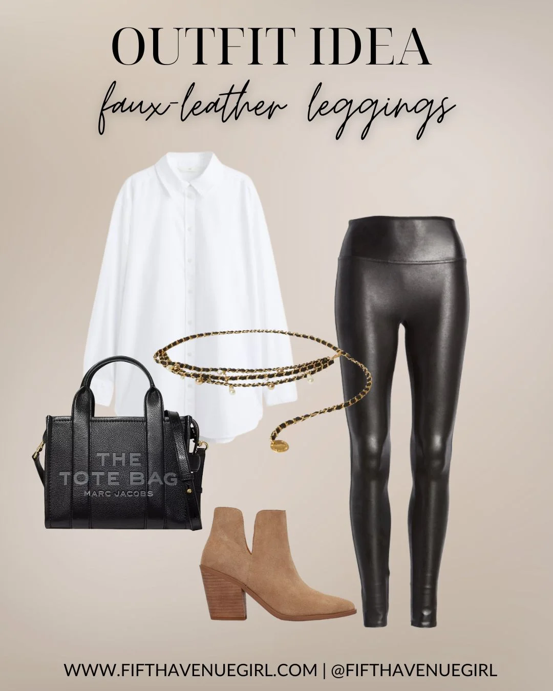 Layered Faux-Leather Leggings Outfit with Heeled Booties