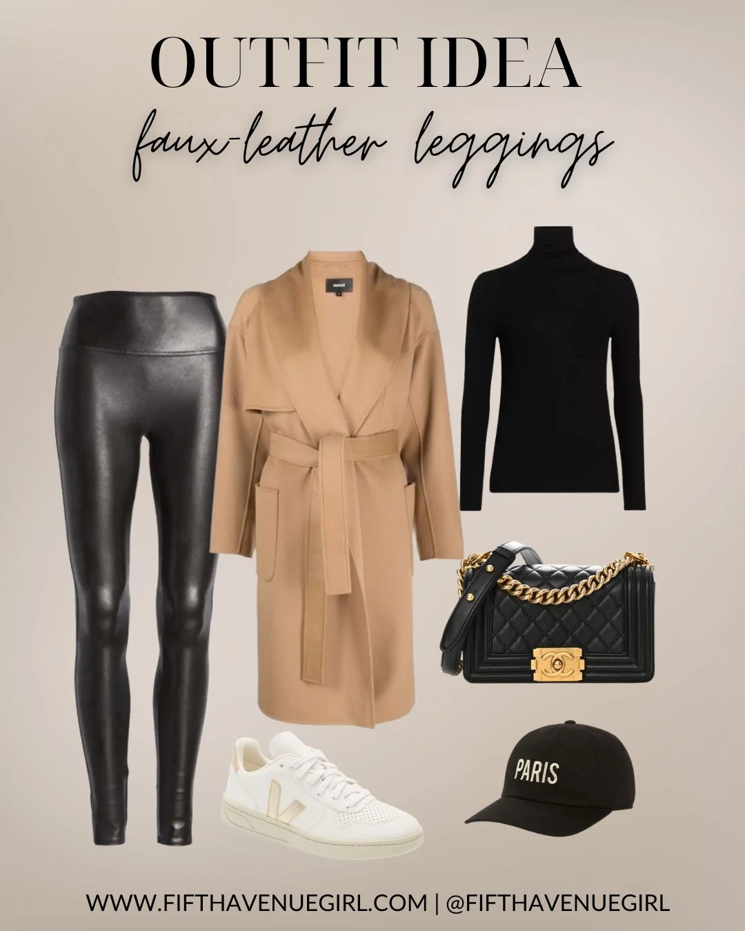 Paris-inspired faux leather leggings outfit