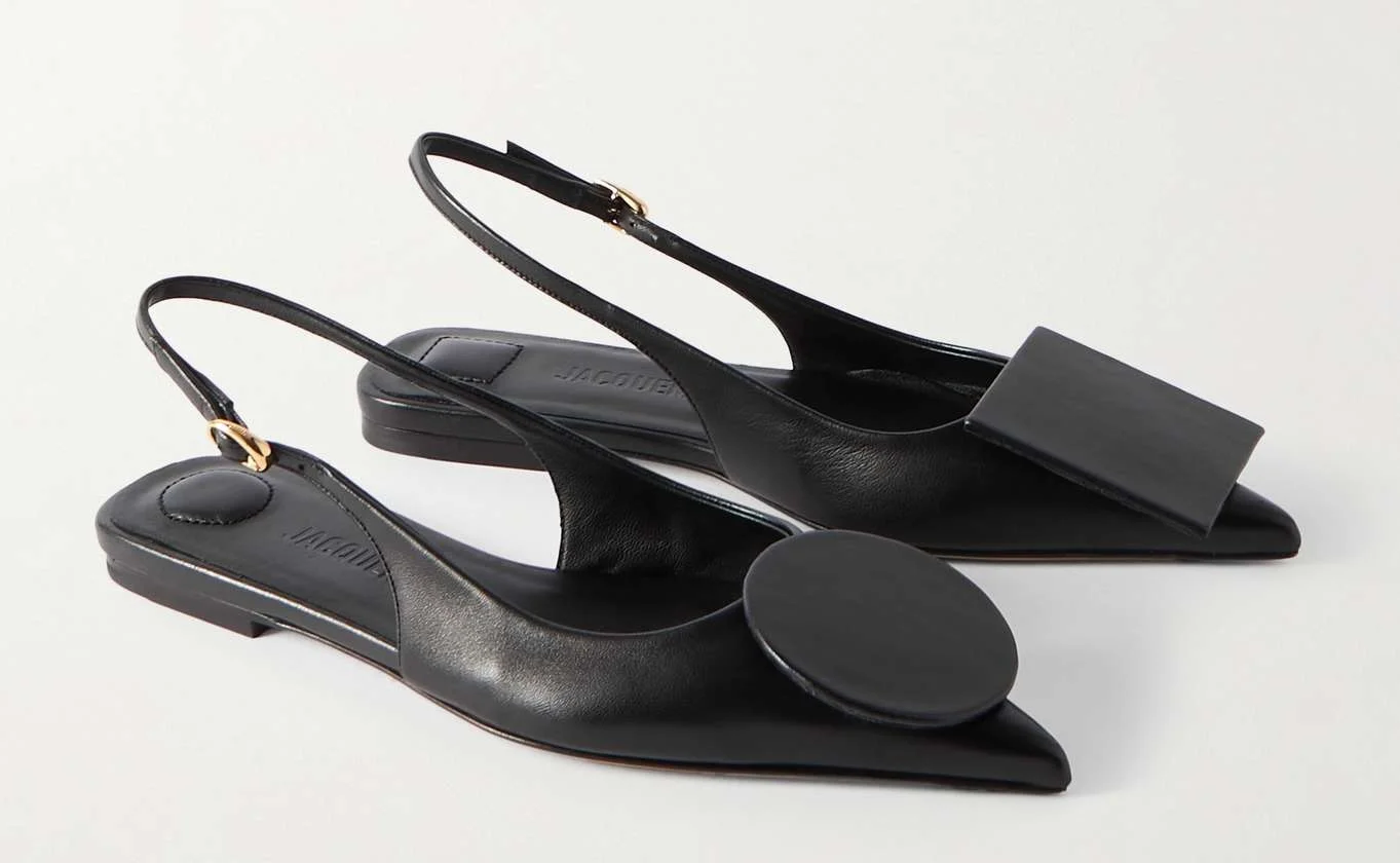 Jacquemus Duelo embellished leather point-toe slingback flats
