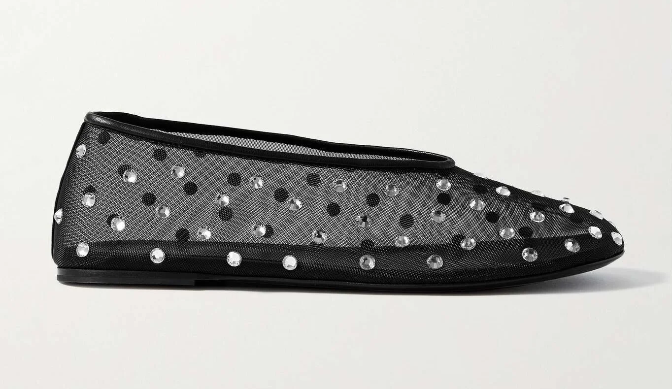 Khaite Marcy Crystal-embellished Mesh Ballet Flats