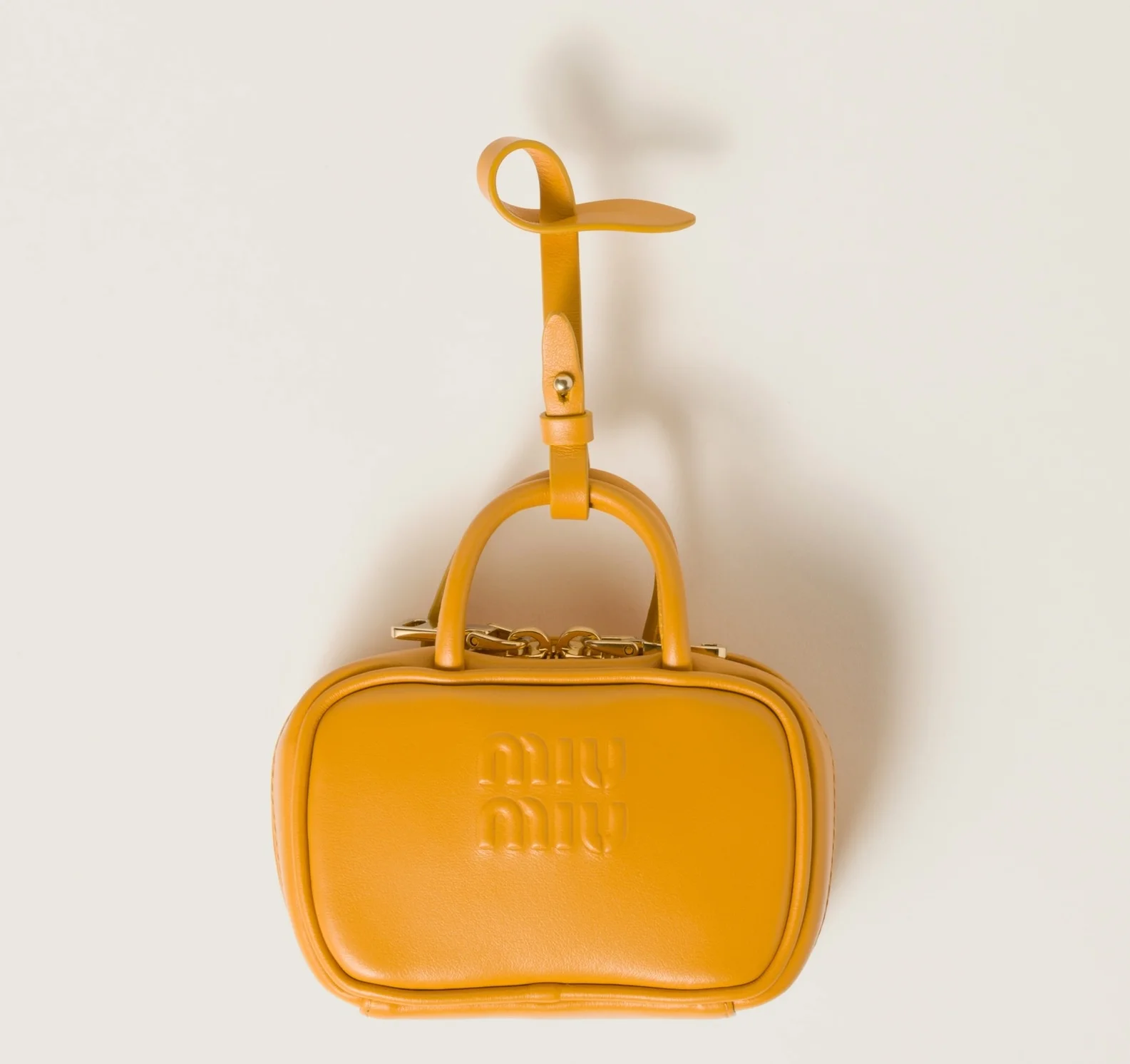 MiuMiu Ochre Leather Micro Bag Charm