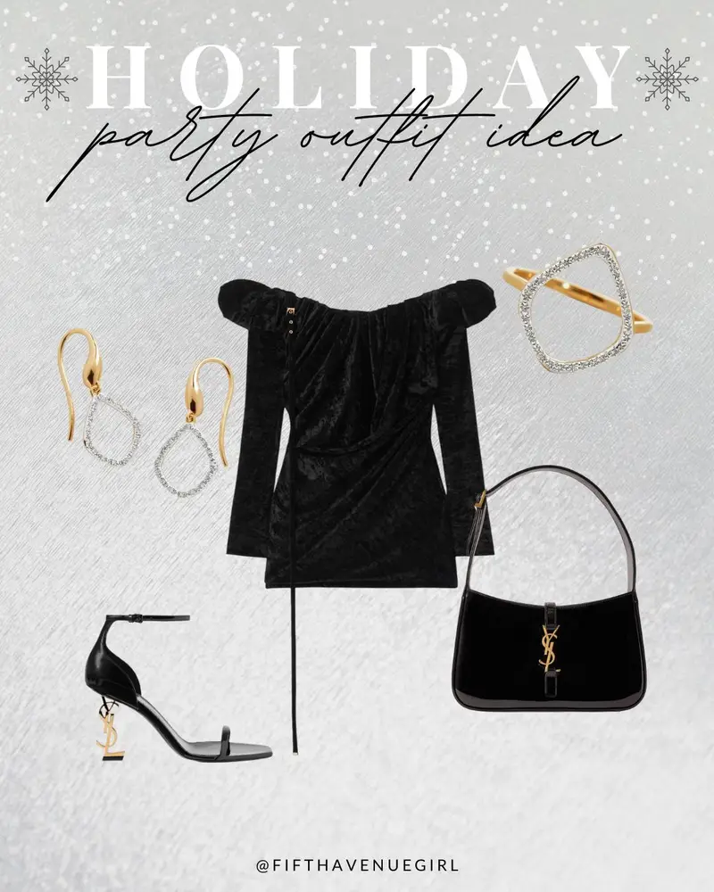 holiday party outfit idea: little black velvet dress