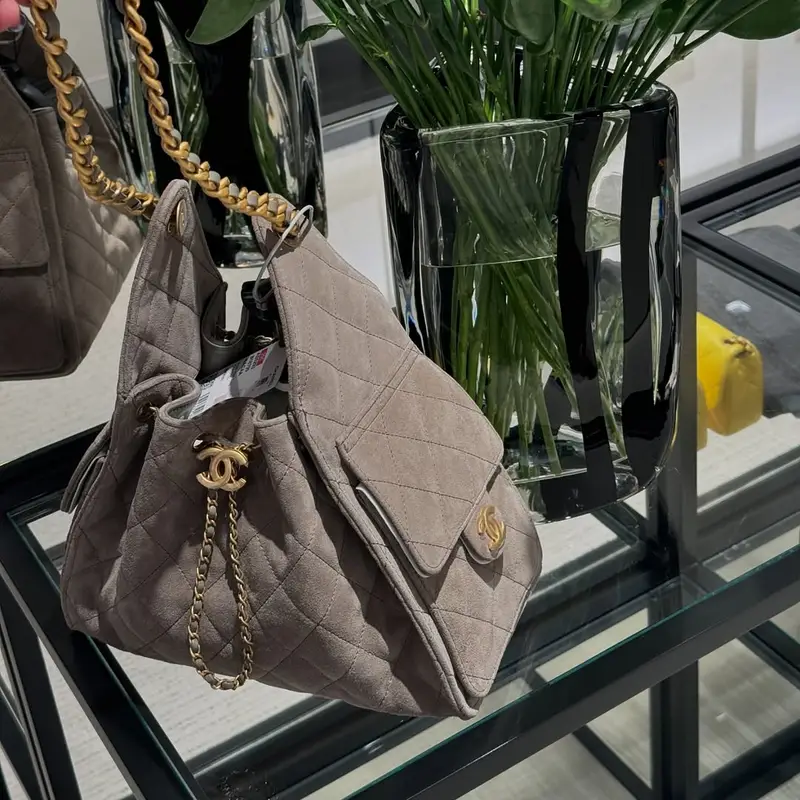 Chanel 25 Bag Grey Suede