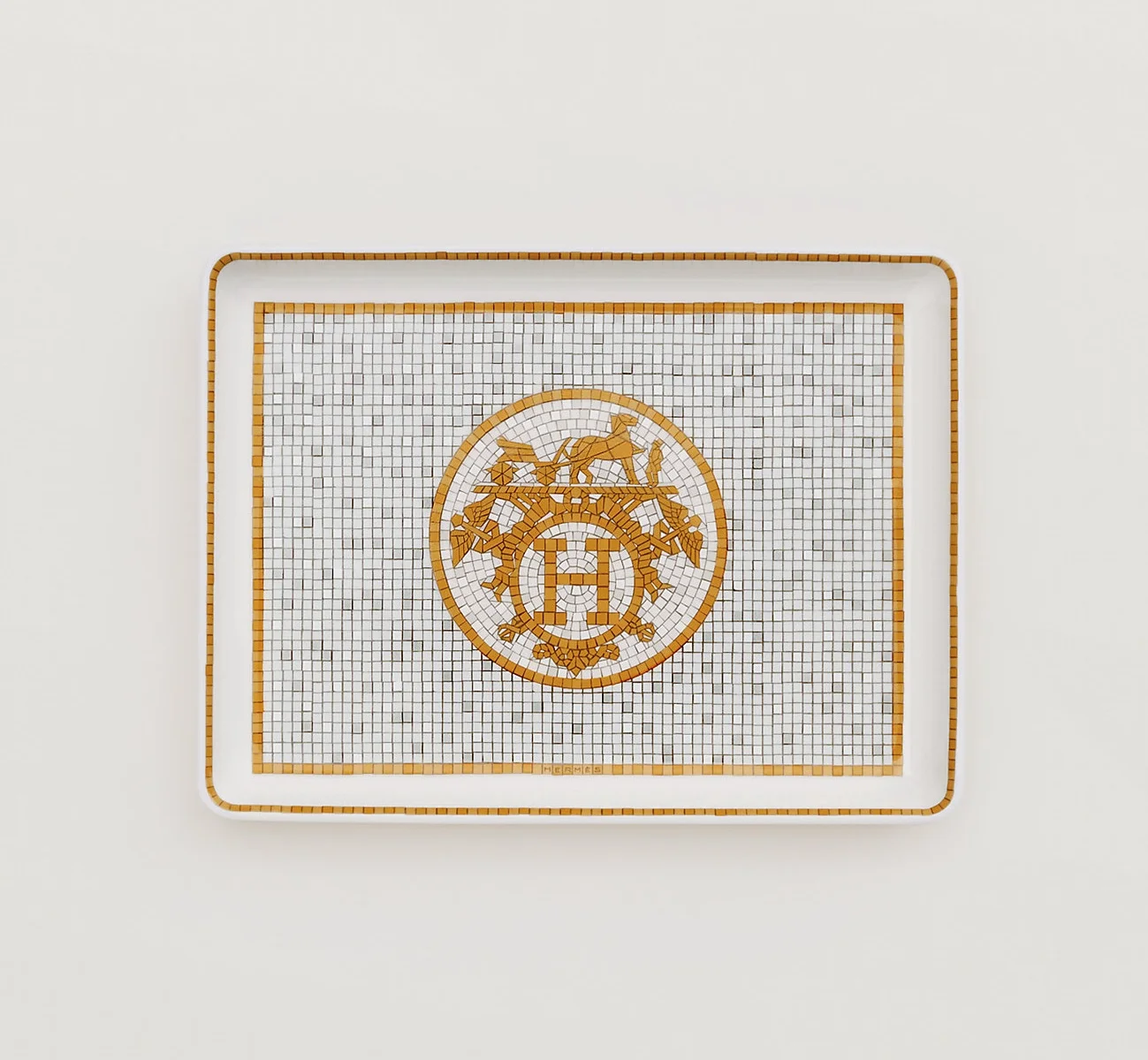 Hermès Mosaic Au Gold Tray