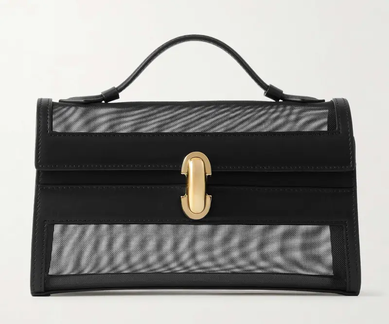 Savette Symmetry Pochette Leather and Mesh Tote