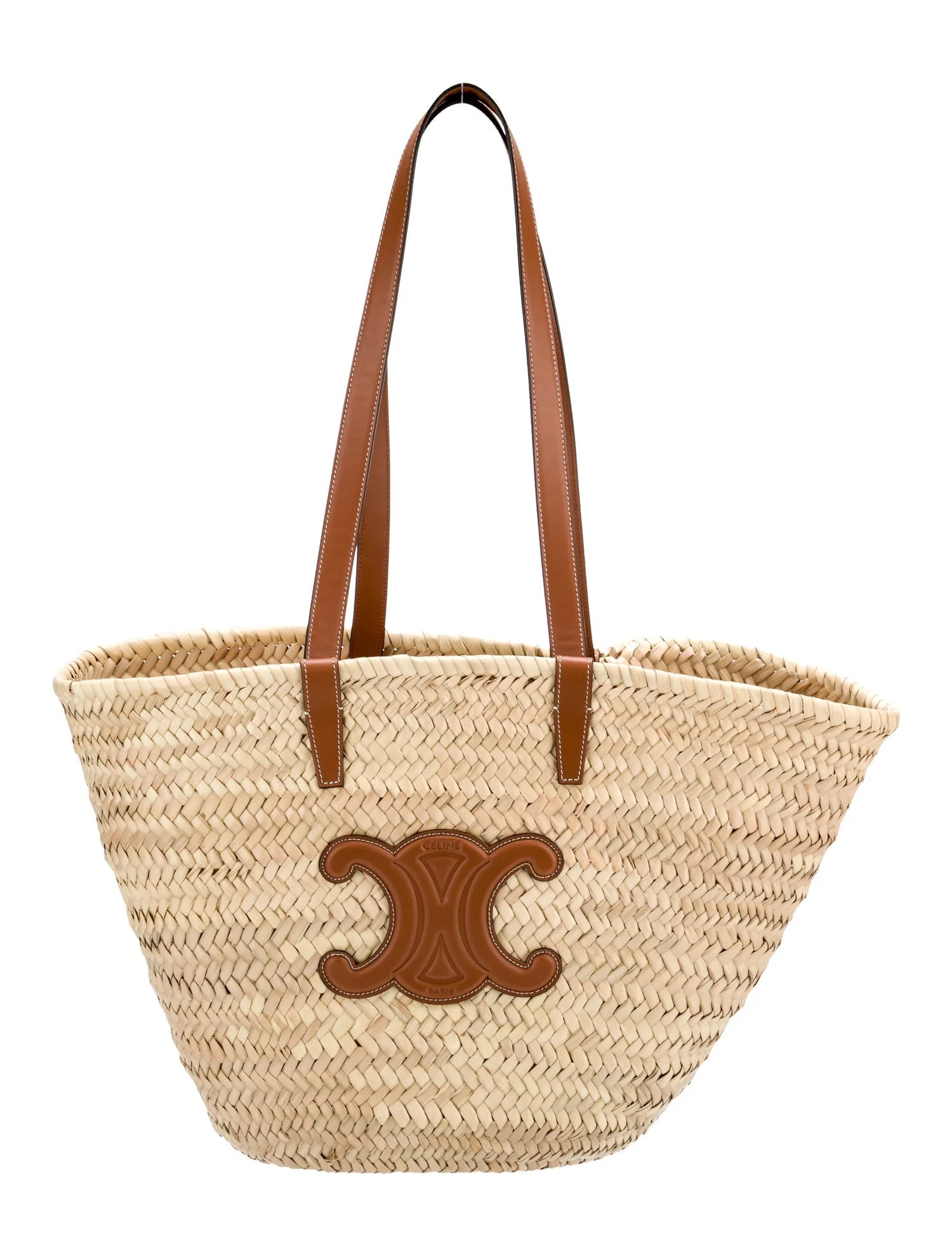 Celine Classic Panier in Palm Leaves and Calfskin