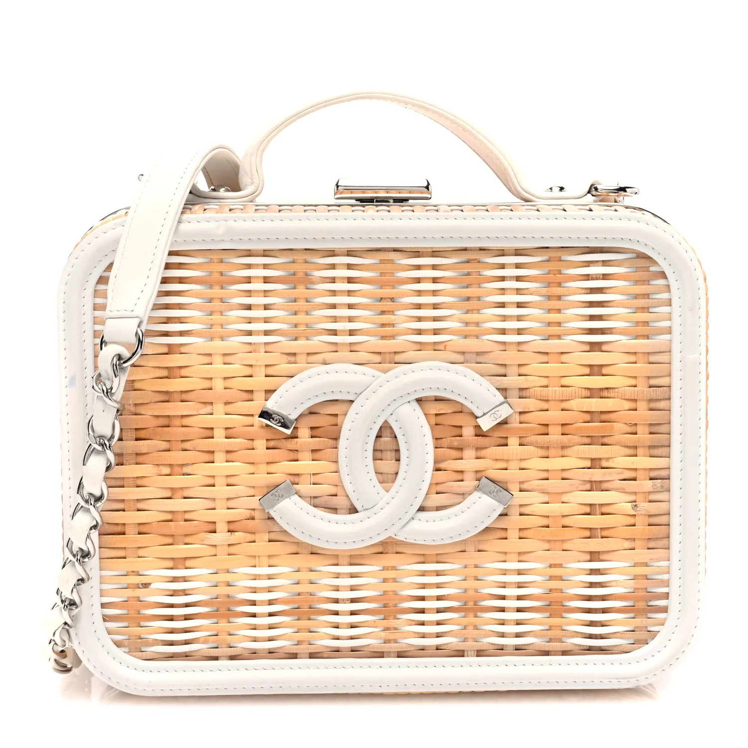 Chanel Raffia Calfskin CC Filigree Vanity Case