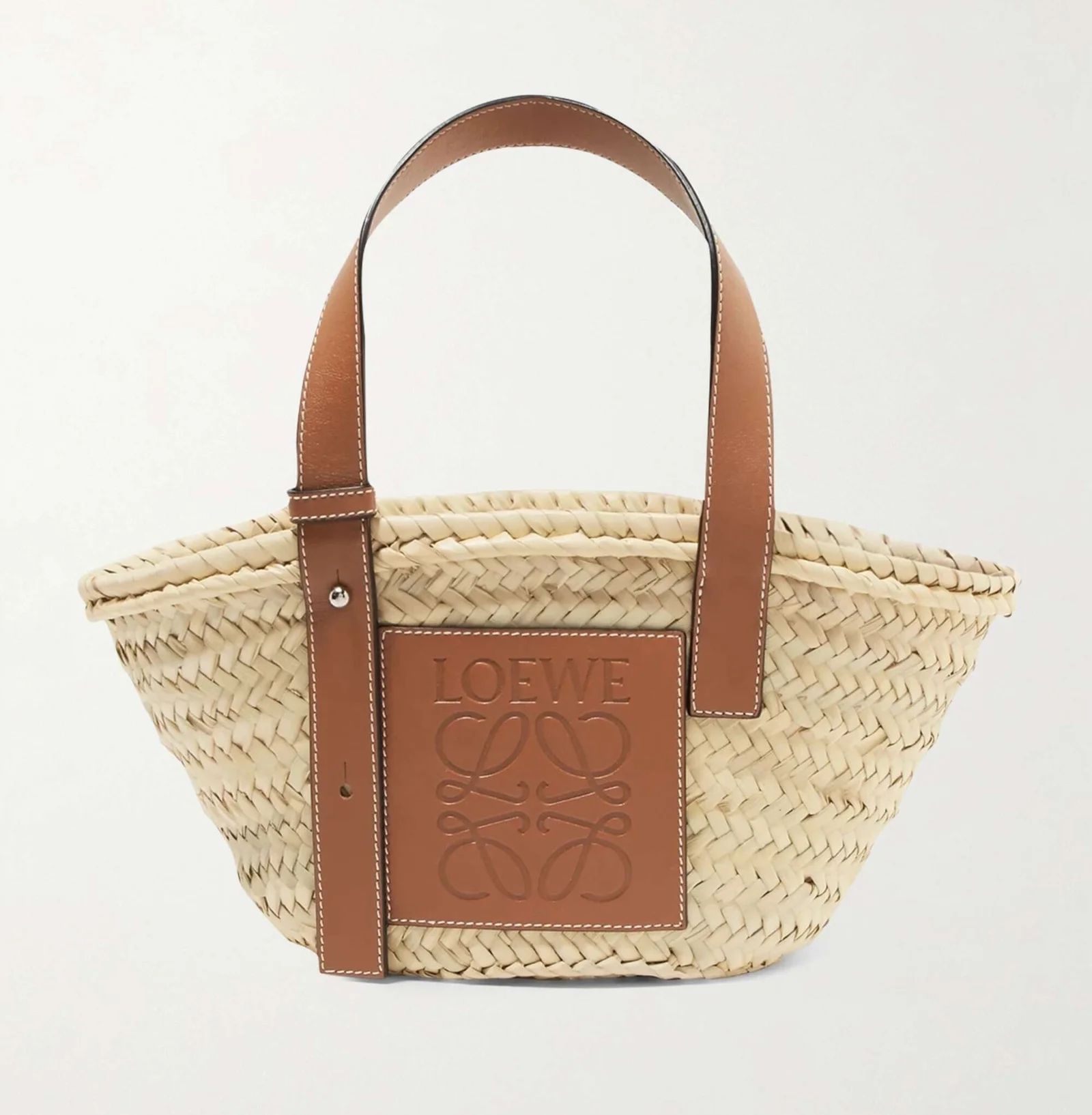 Loewe Leather-trimmed Raffia Tote