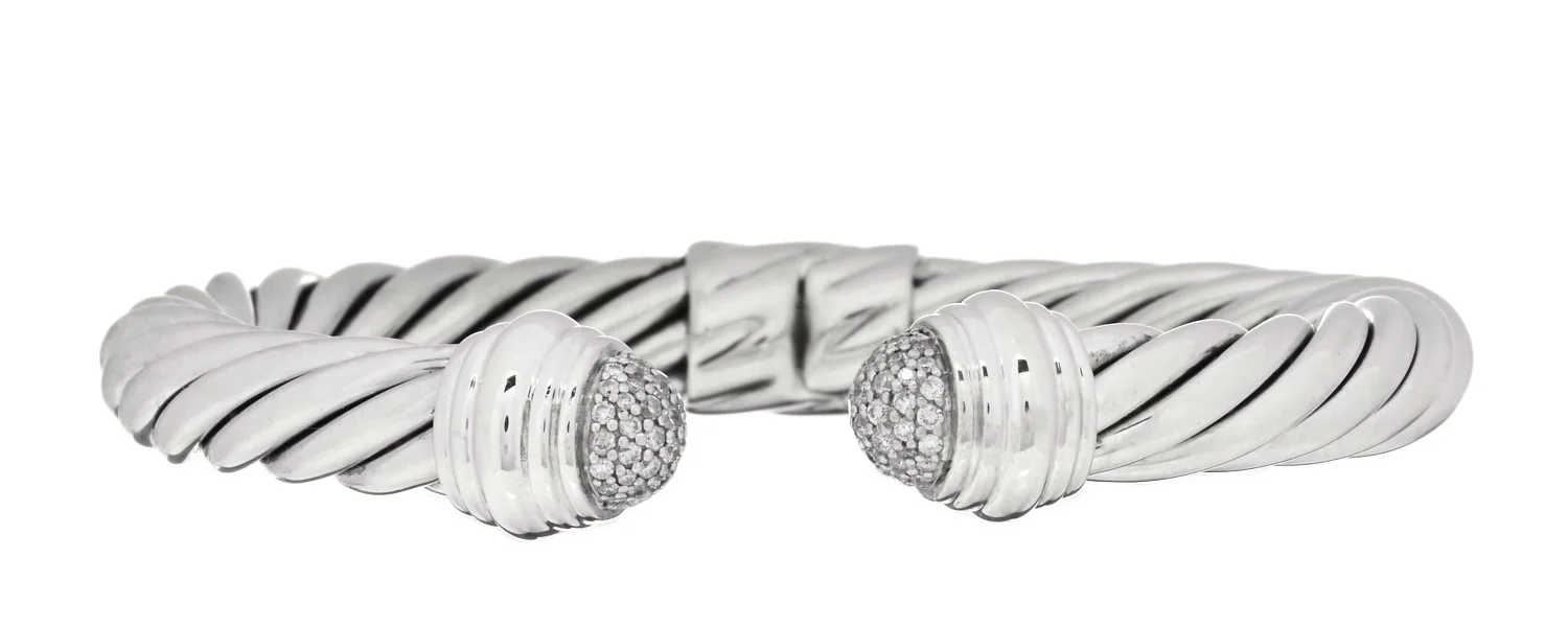 David Yurman Sterling Silver Diamond Cable Classics Bracelet