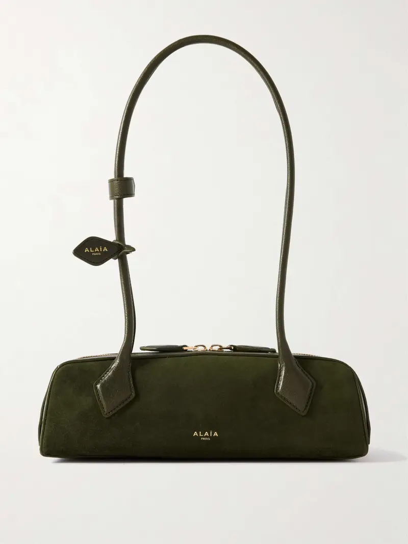 alaia le teckel small suede shoulder bag