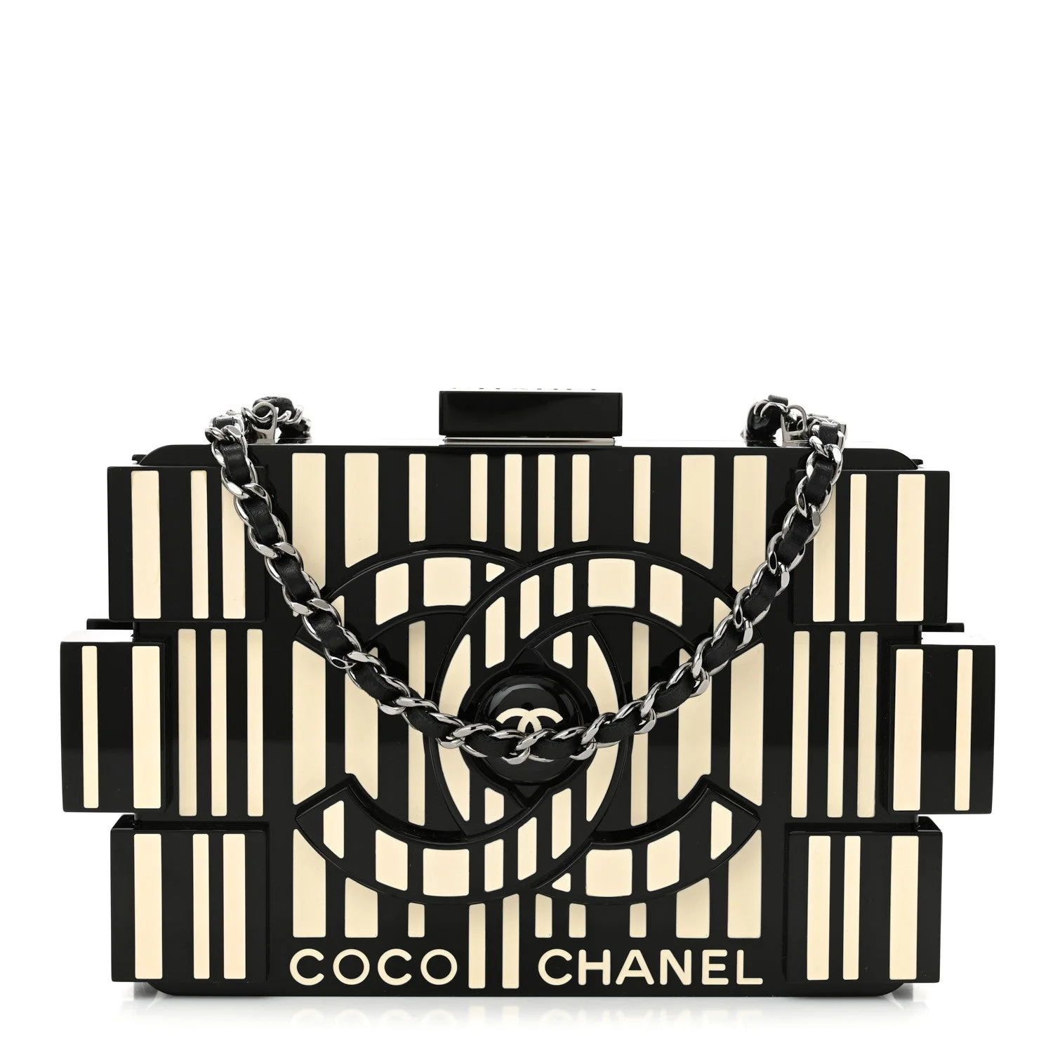 Chanel Plexiglass Barcode Boy Brick Lego Clutch Black