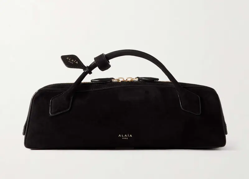 Alaïa Le Teckel leather-trimmed Suede Clutch