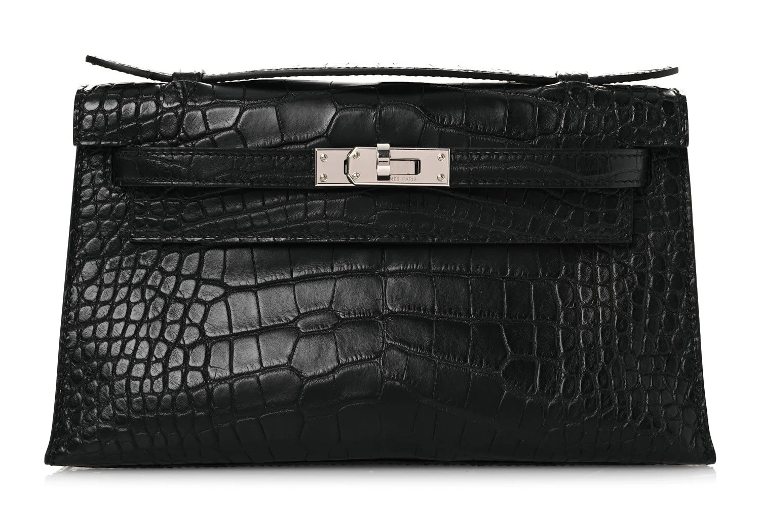 Hermes Matte Alligator Kelly Pochette Black