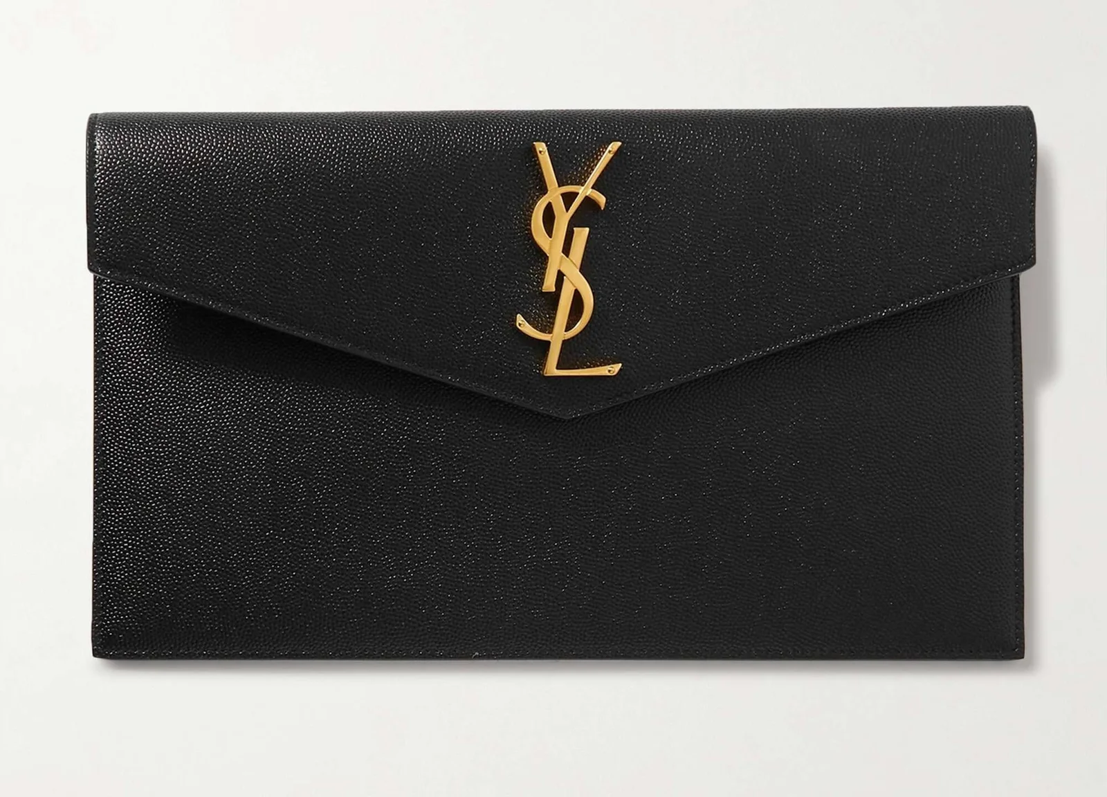 saint laurent uptown textured leather pouch clutch