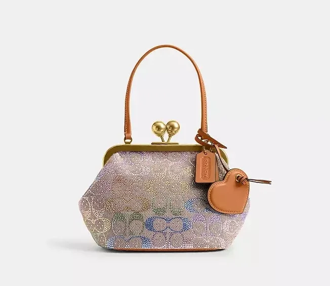 coach kisslock 16 bag in signature jacquard