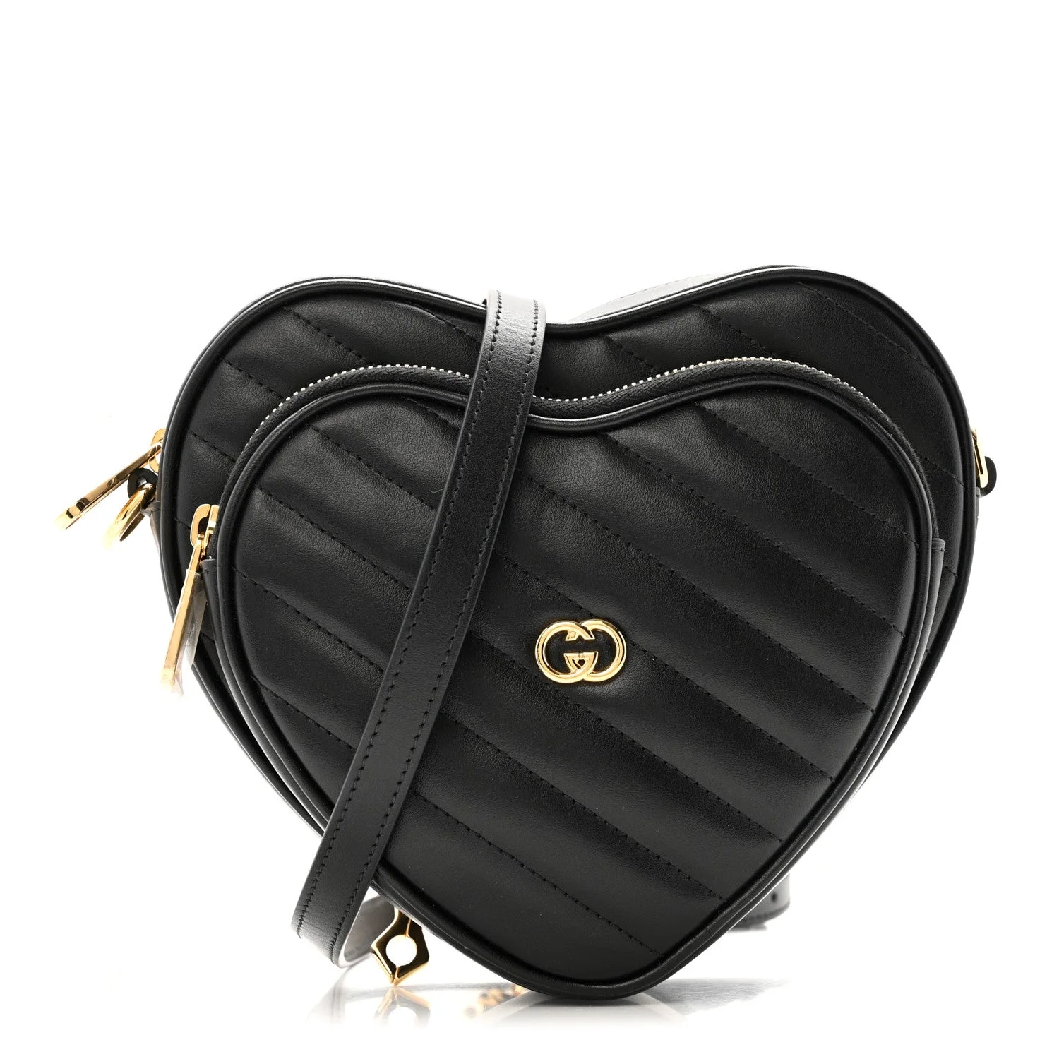 Gucci Mini Interlocking G Heart Shoulder Bag Black