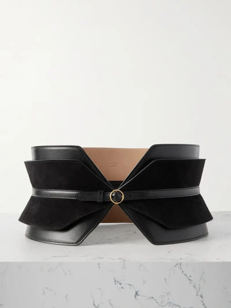 alaia leather and suede waist belt