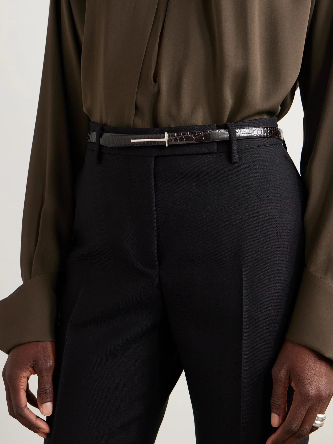 tom ford croc effect leather belt